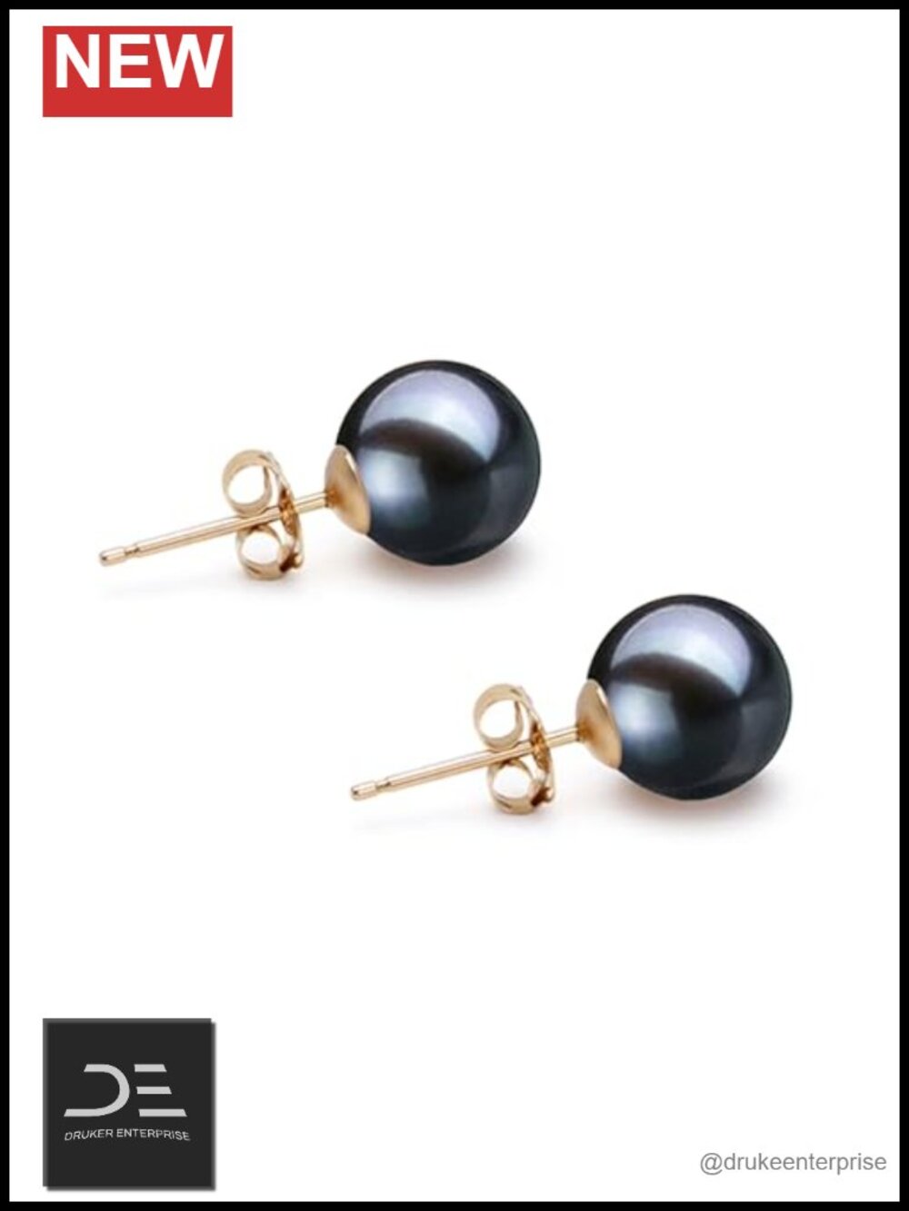 AAAA Japanese Akoya Pearl Stud Earrings 14k Yellow Gold Push Back Gift Box